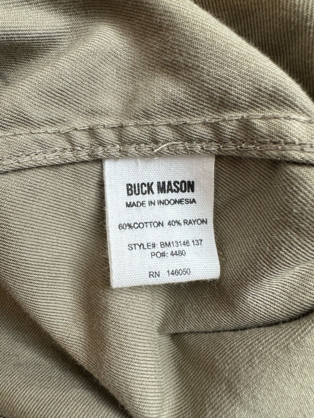 BUCK MASON DRAPED TWILL S/S ONE POCKET SHIRT, men’s size M - Picture 9 of 10